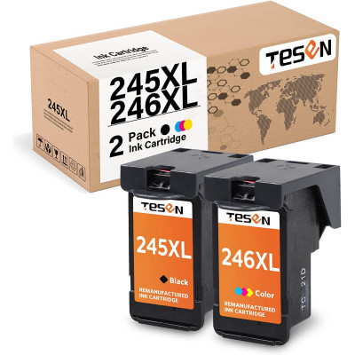 TESEN Remanufactured Canon PG-245 XL CL-246 XL Ink Cartridge (K+T)